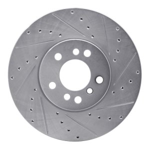 BMW X5 Brake Rotor (1) - Front Right - R1 Concepts - Drilled & Slotted - Silver - `00-`06